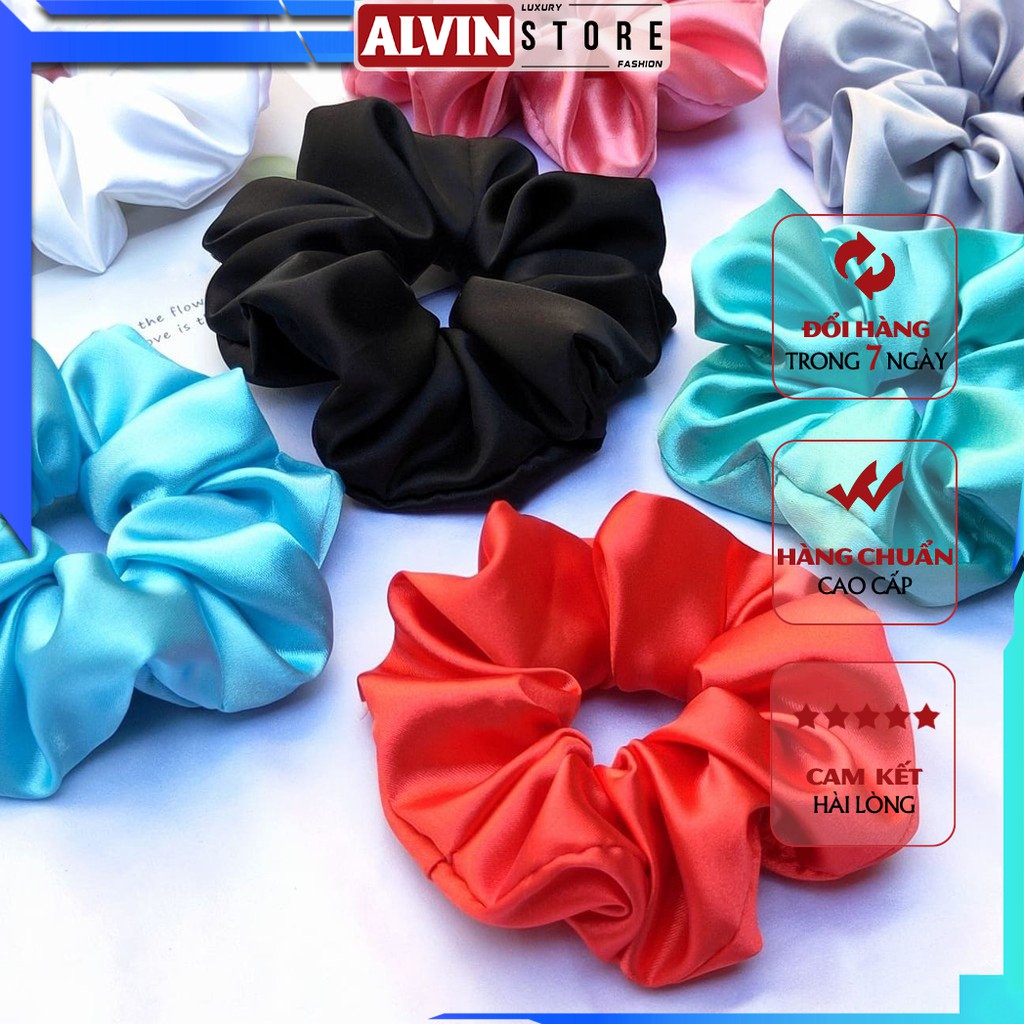 Dây Buộc Tóc Scrunchies FREESHIP Dây Cột Tóc Vải Phi Lụa Alvin Store Phụ Kiện Tóc Xinh Đẹp