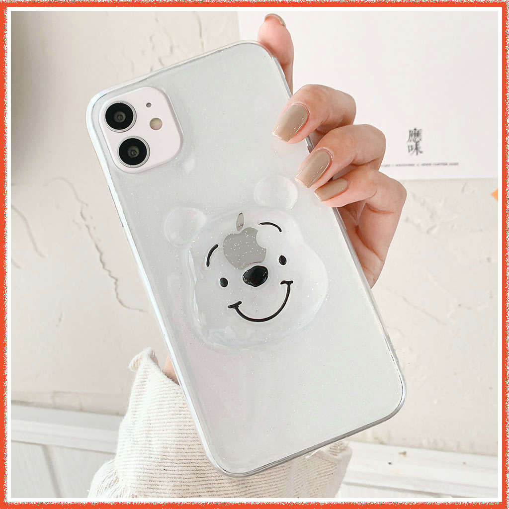 IPhone12 Case 🔥 3D Smile Winnie the Pooh Apple iPhone 12 Pro Max 8plus SE Xr X 11 Pro XS iPhone11 ix 7 plus 12 mini SE2020 6 Plus 6s iPhone7 Plus Clear TPU Ốp