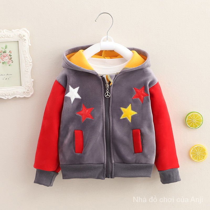 Korean New Winter Version Baby Boys Coat Plus Winter Hooded Sweater