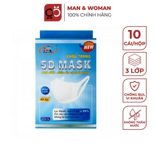 Khẩu trang y tế 5D quai vải cao cấp kháng khuẩn 3 lớp Famapro hộp 10 cái