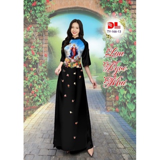 Vải may áo dài in hình Đức Mẹ