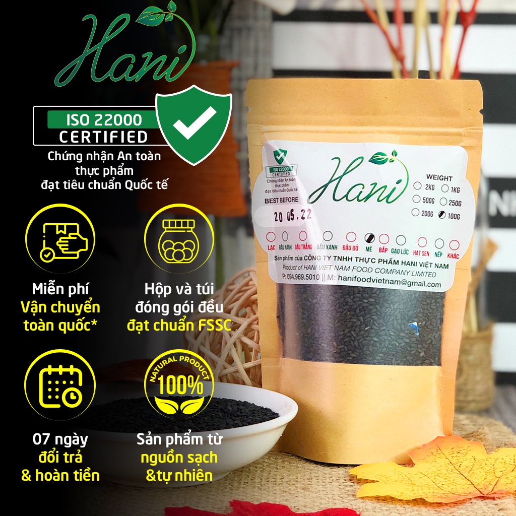 [Tặng] 100g Mè Đen Hữu Cơ Rang Sẵn Làm Bánh Nấu Chè  Kho sỉ dinh dưỡng HANI FOOD