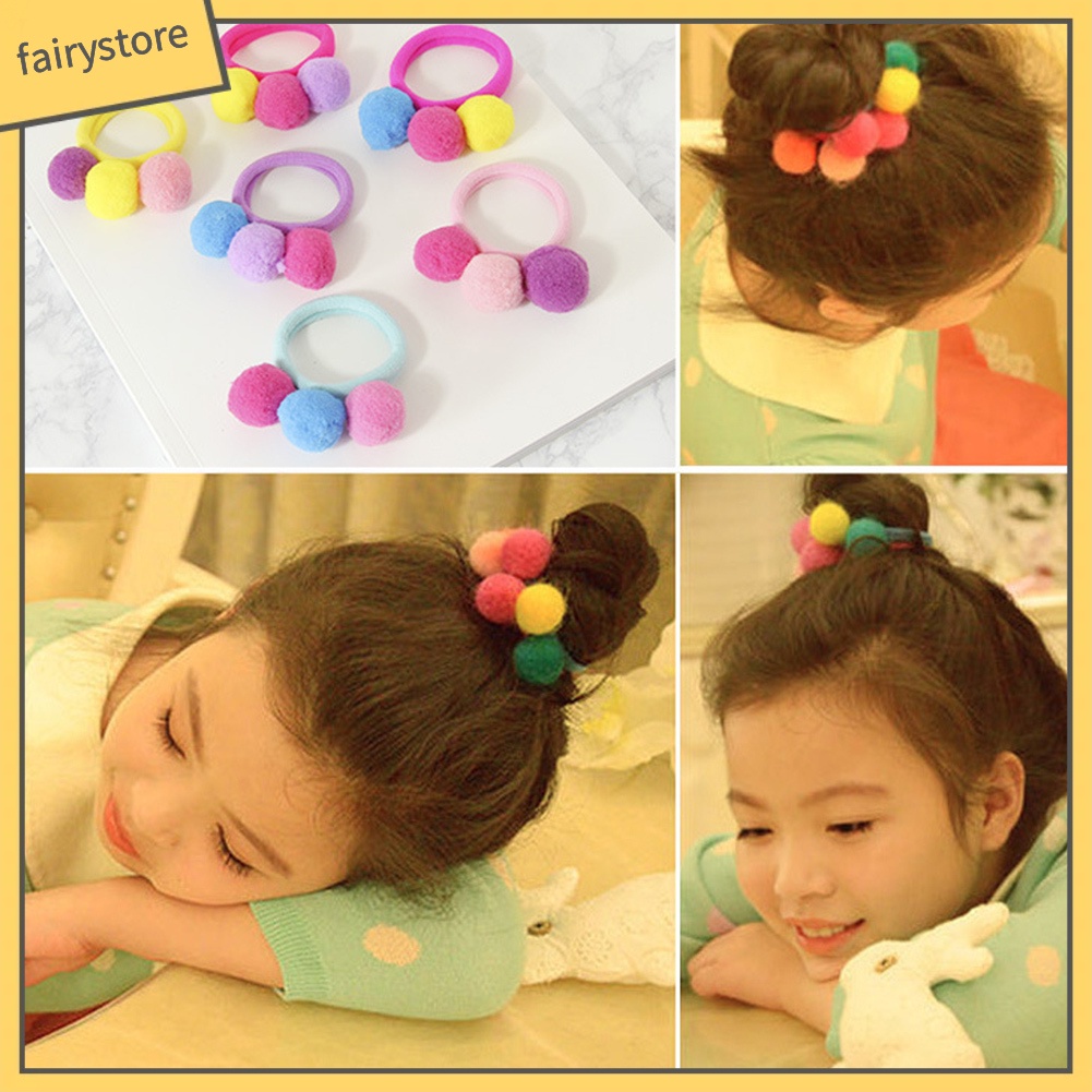 Dây Buộc Tóc Trang Trí Bóng Lông Xinh Xắn Cho Nữ