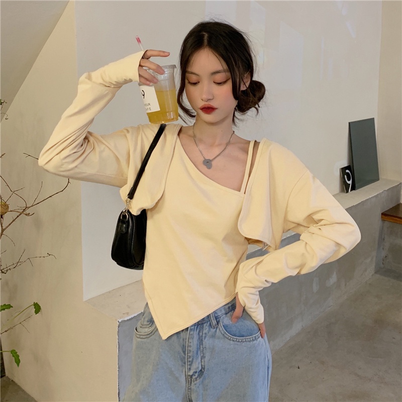 Set áo kiểu hai dây và áo khoác cardigan màu sắc đơn giản thời trang dành cho nữ