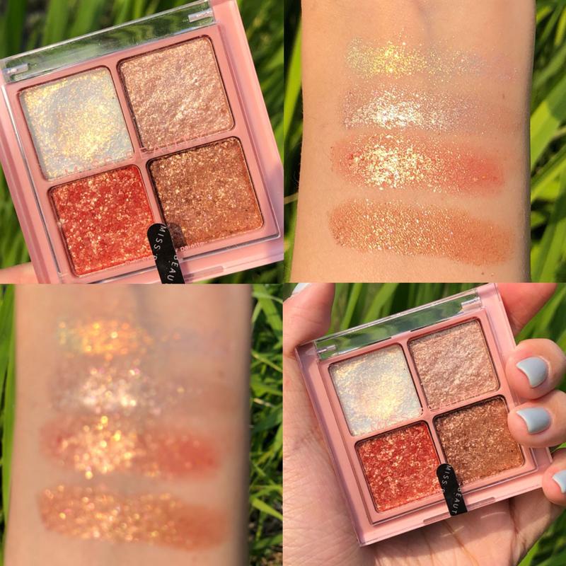 Bảng Phấn Mắt 4 Màu Sắc Hiệu Ứng Lì/ Ánh Nhũ Bắt Sáng Thiết Kế Nhỏ Gọn