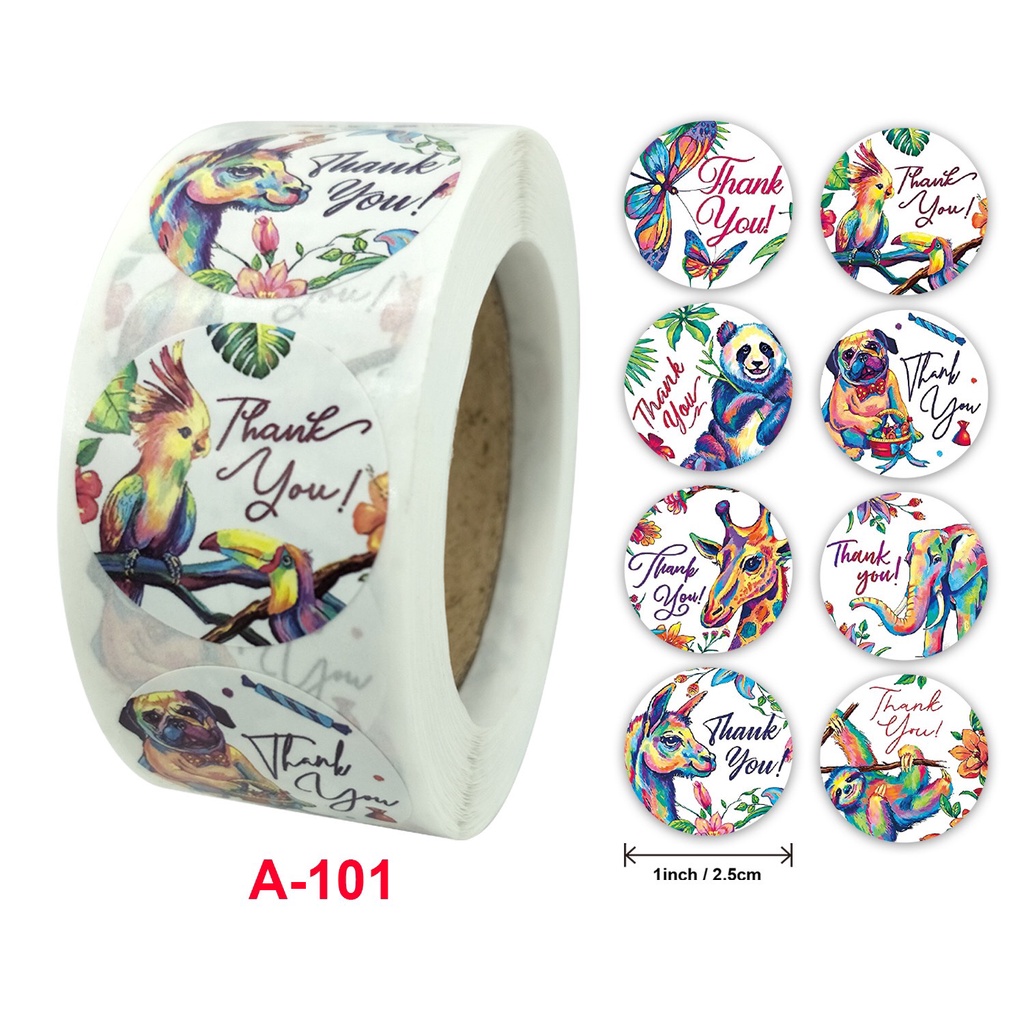 Sticker Thank You, tem cảm ơn - 500 nhãn Size nhỏ 2.5cm - Nhiều mẫu dễ thương dành cho Shop