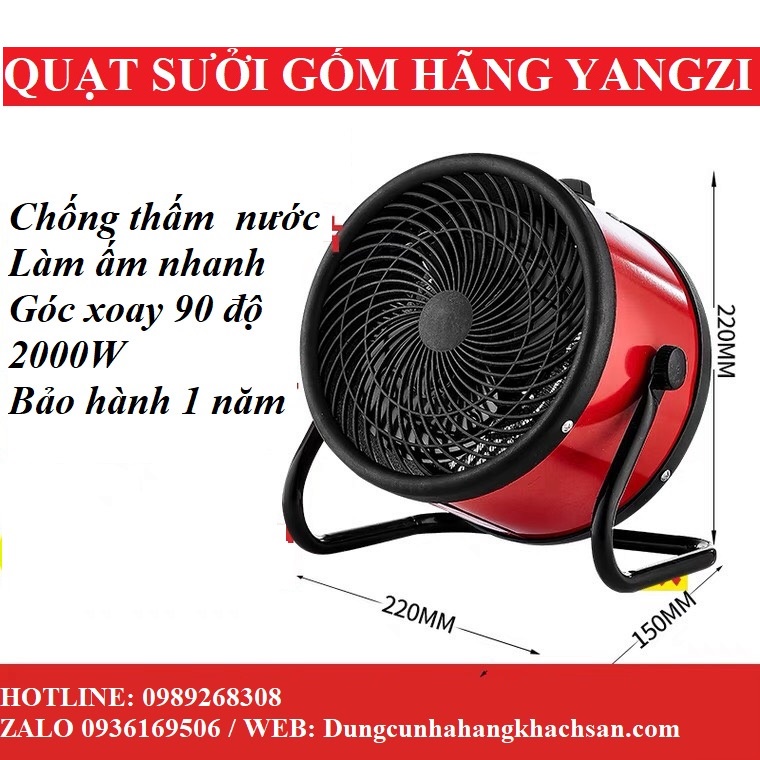(Ảnh thật) Máy sưởi gốm 2000W hãng Yangzi làm ấm cực nhanh- chức năng chống quá nhiệt chống thấm nước an toàn- BH 1 năm