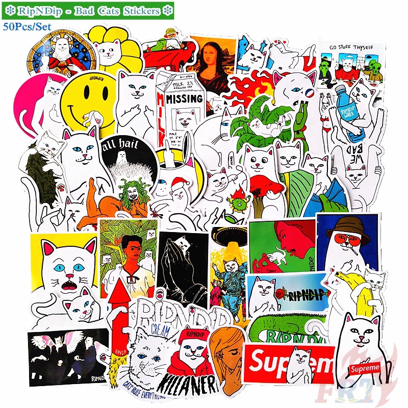 ❉ RipNDip Series 03 Bad Cats Arts Series Stickers ❉ 50Pcs/Set Luggage Laptop Skateboard Doodle Stickers