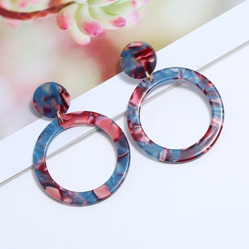 Bông tai hình tròn họa tiết da báo thời trang