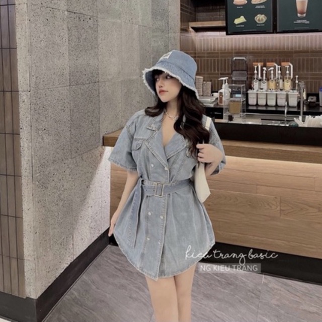 Áo bò cổ đức kèm đai