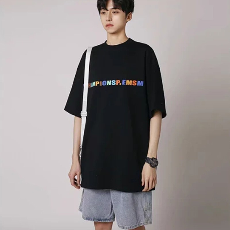 Áo thun ngắn tay  Summer couples are simple and fashionable, all-match British style, easy to match with short sleeve T-shirt  Oversized short sleeve T-shirt  size  S-5XL