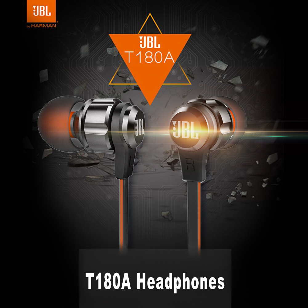 Tai nghe nhét tai JBL T180A có dây giắc cắm 3.5mm âm thanh trầm cho IOS IPhone Android Huawei Xiaomi Oppo Vivo Samsung