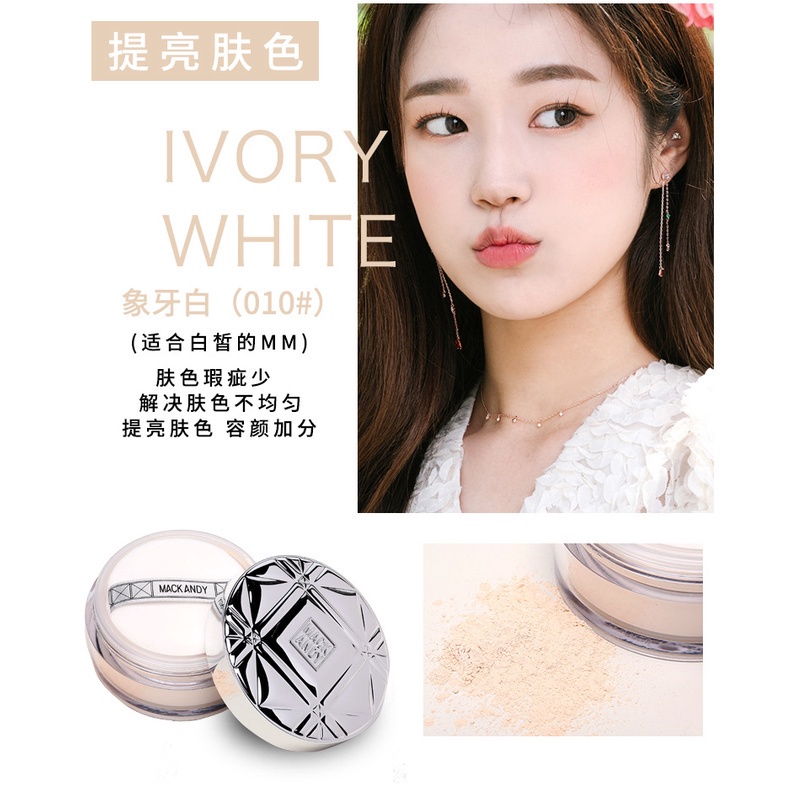 Phấn phủ mack andy mịn màng che khuyết điểm làm sáng da dưỡng ẩm chống thấm nước và kiểm soát dầu