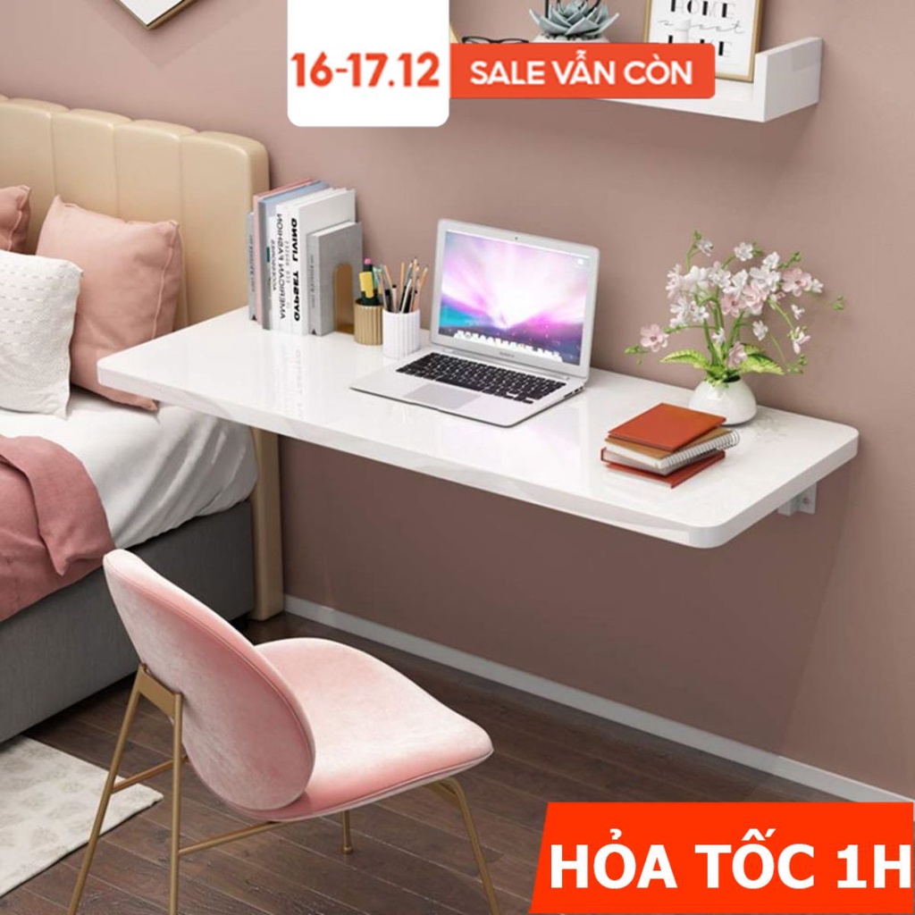 [Mã LIFEBK1T giảm 8% tối đa 1 Triệu đơn 500k] Bàn gấp treo tường thông minh để làm việc, học tập full phụ kiện