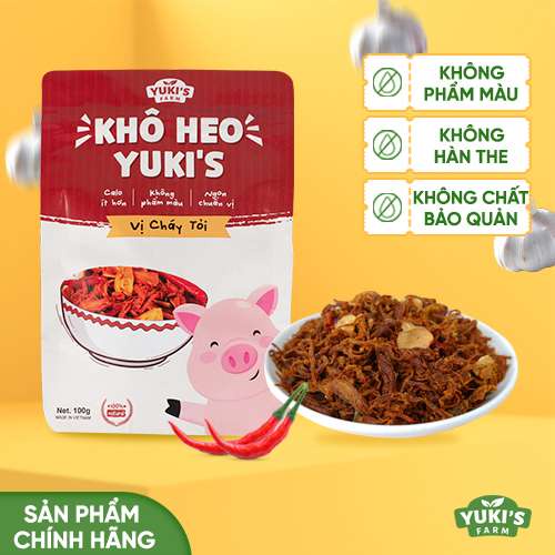 Khô Heo Cháy Tỏi 100g YUKI FARM - Thực Phẩm Sấy Khô Heo Khô Gà Ngon Giòn Chuẩn Vị - Đồ Ăn Vặt Việt Nam Chất Lượng Cao