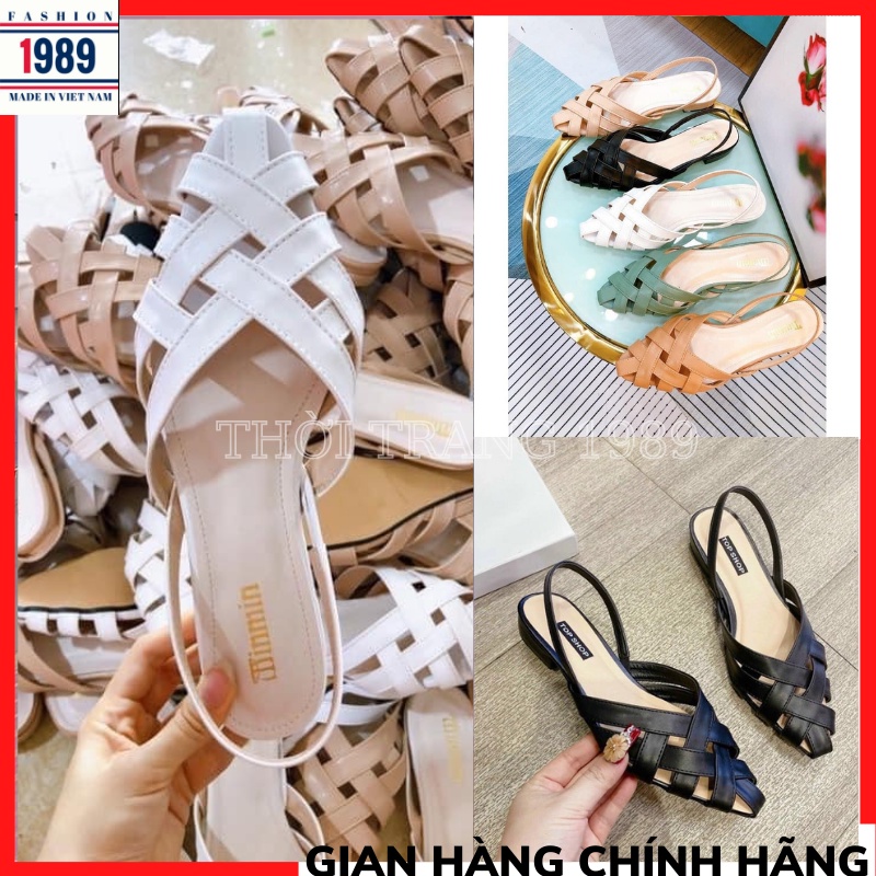 Sandal mũi nhọn đan dây- sục nữ đan dây mũi nhọn có quai hậu-dép da mềm êm chân, dép sục nữ phong cách tiểu thư siêu đẹp