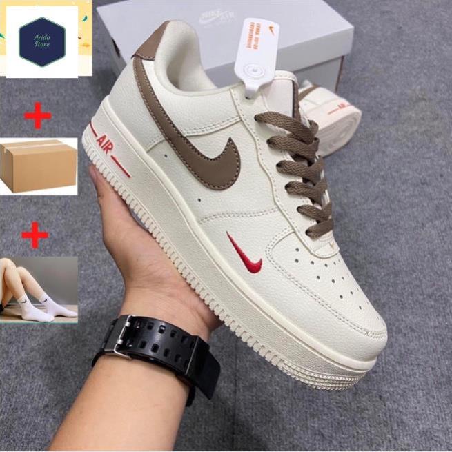 Giày thể thao Nike_AF1 vệt nâu, Giày sneaker Air Force 1 Low White Brown nam nữ ( Full Bill Box )