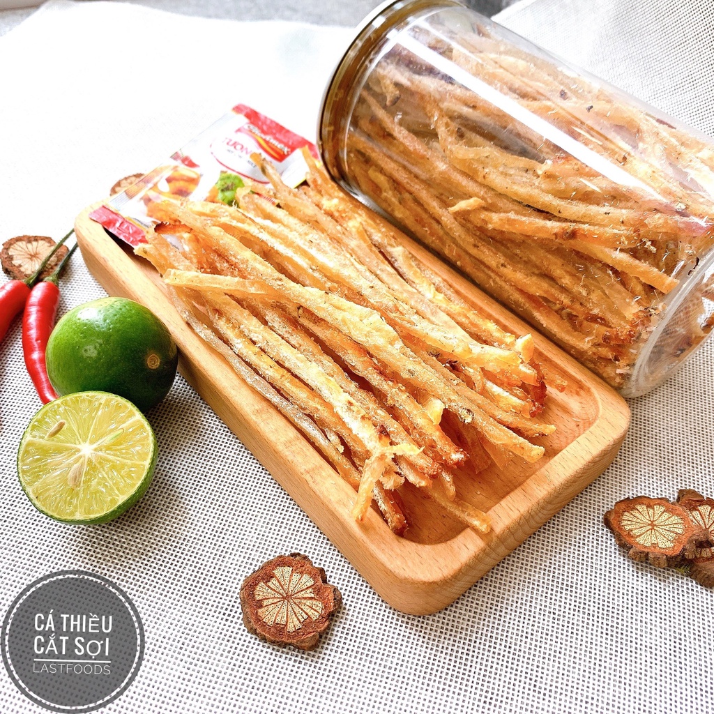 [SIÊU NGON] 250gr Khô cá thiều cắt sợi QUE tầm gia vị ăn liền, hủ pet, loại ngon