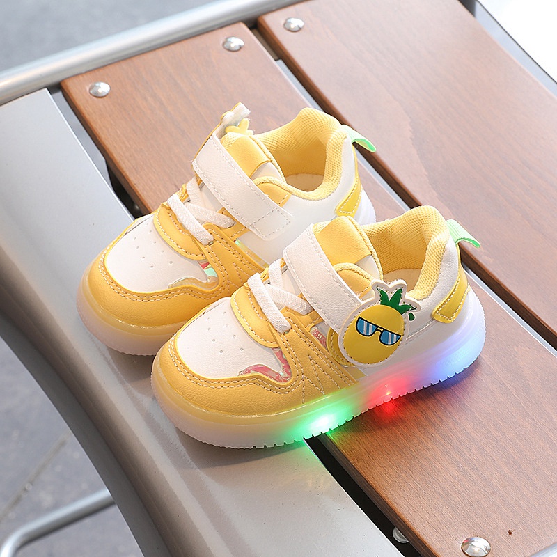 Giày Sneaker Đế Phẳng Chống Trượt Có Đèn LED Thoáng Khí In Họa Tiết Hoạt Hình Dễ Thương Cho Bé Trai & Gái 1 -