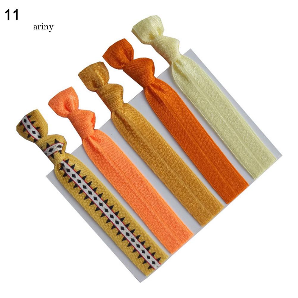 ★Set 5 Dây Cột Tóc Co Giãn Nhiều Màu Sắc Thời Trang Cho Nữ Giá Đỡ