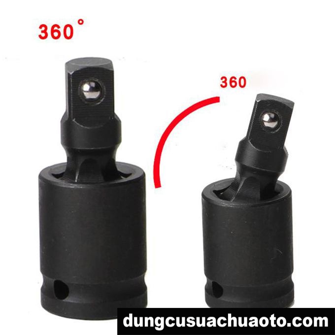 Khẩu đầu nối lắc léo ĐEN, ½, xoay 360 độ, CHUYÊN  tháo ốc góc hẹp : cầu, láp,…