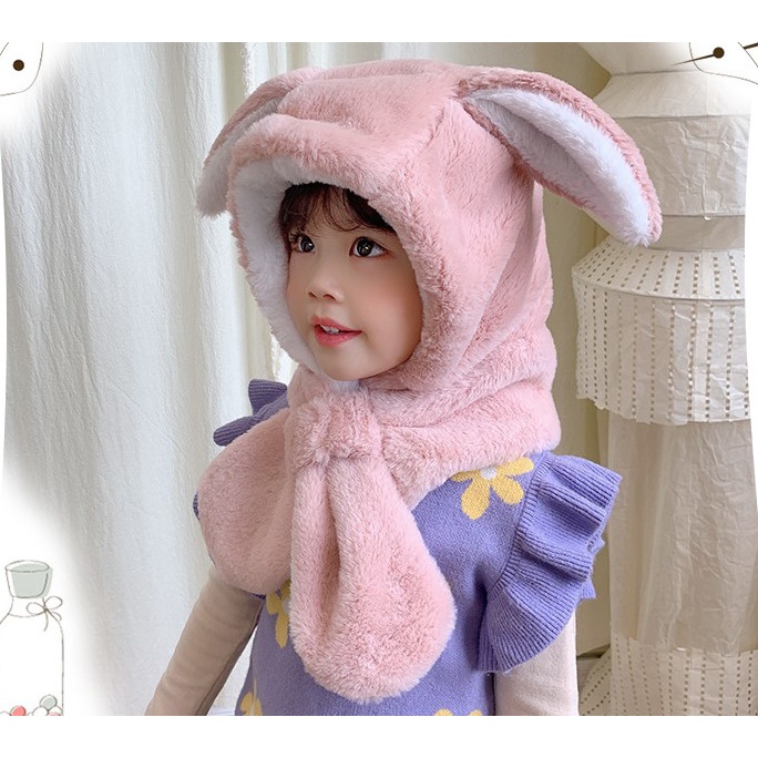 Mũ len cho bé trai gái trùm đầu tai gấu NANA nón len nam nữ kèm khăn quàng cổ mùa giữ ấm mùa đông