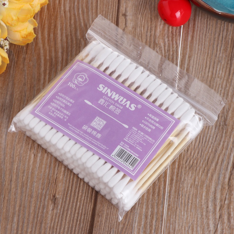 Set 100 Bông Tăm Hai Đầu Trang Điểm Tiện Lợi Mới
