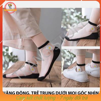 Tất lưới hoa cúc mùa hè cho nữ nhiều màu xì tai Hàn quốc, phù hợp mọi loại giầy