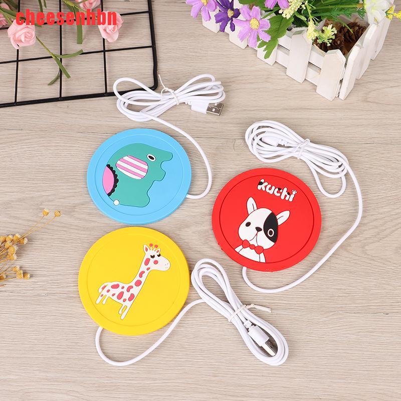 Miếng lót làm ấm ly uống trà và cà phê chất liệu silicone họa tiết hoạt hình cổng USB