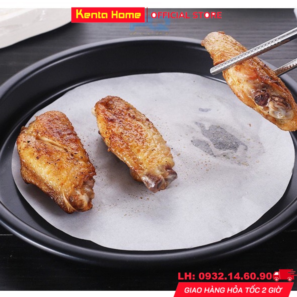 Giấy nến tròn đục lỗ loại 100 tờ chuẩn size 22cm cho nồi chiên không dầu, giấy nến dùng để nướng hấp làm bánh chịu nhiệt