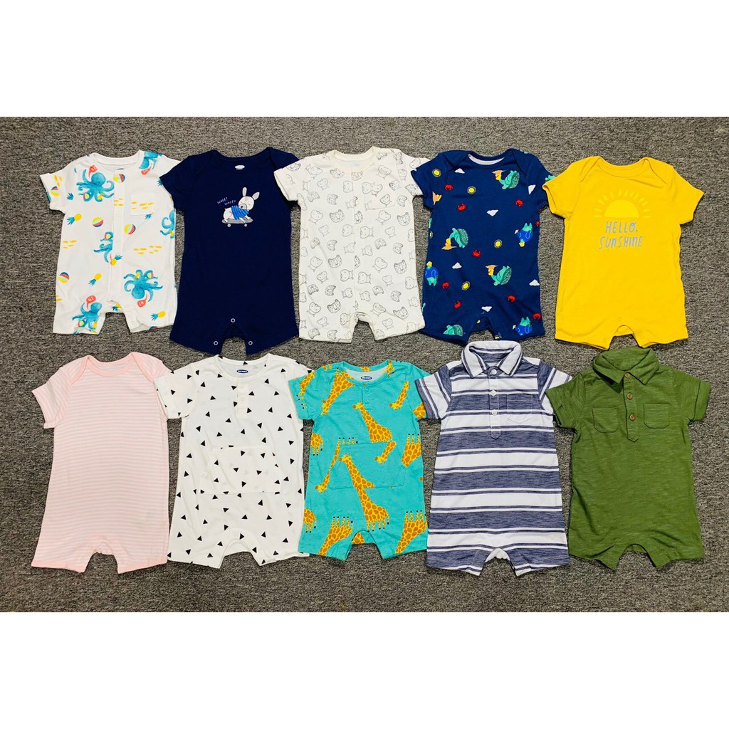 [Size 0-3M] Body đùi/ body cộc/ romper bé trai Carters/ Oldnavy - hàng xuất dư size 0-24M