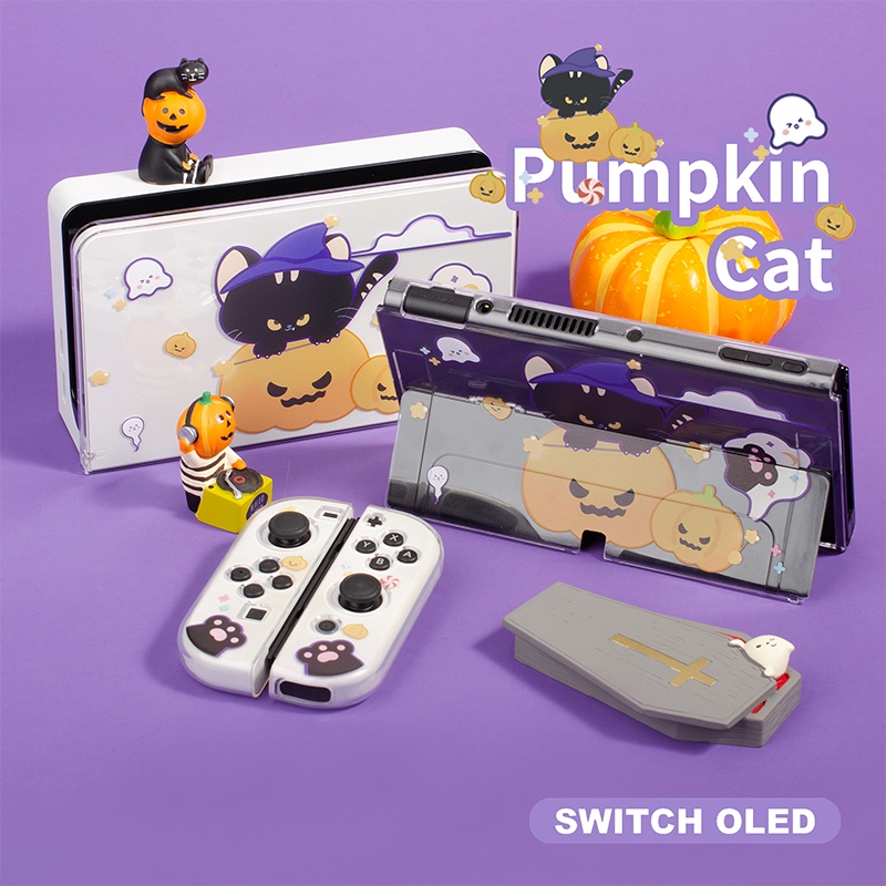 Ốp Bọc Bảo Vệ Máy Chơi Game Nintendo Switch Hình Mèo Và Bí Ngô Xinh Xắn
