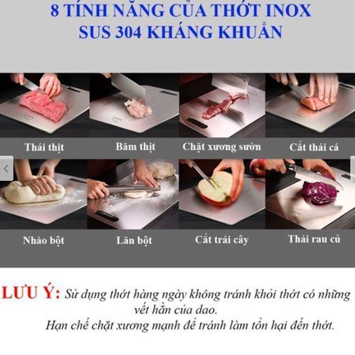 THỚT INOX CAO CẤP KHÔNG GỈ, KHÁNG KHUẨN AN TOÀN VỆ SINH