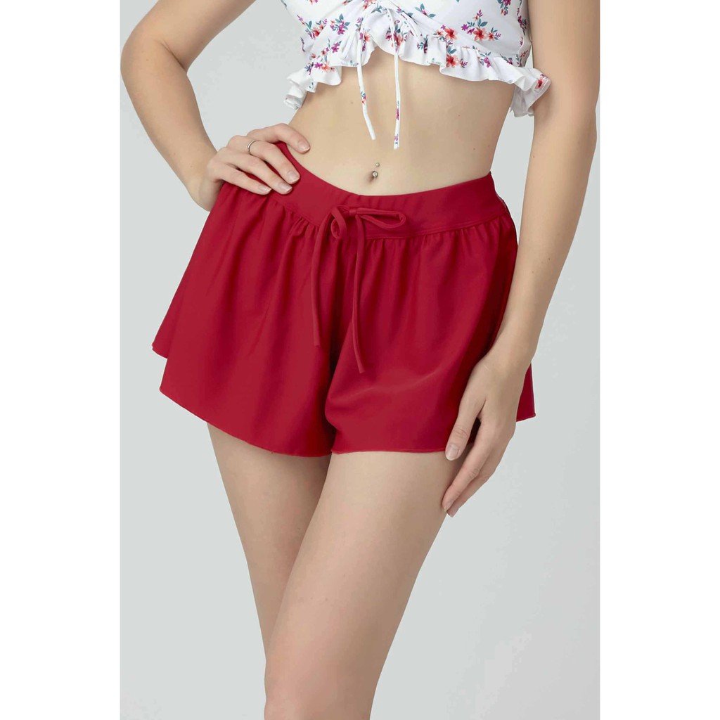 Quần bơi Nữ BIKINI PASSPORT kiểu Quần short dây rút- màu Đỏ - BS360_RD