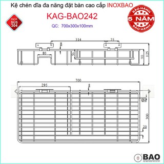 KỆ ÚP CHÉN INOX BẢO KAG-BAO242