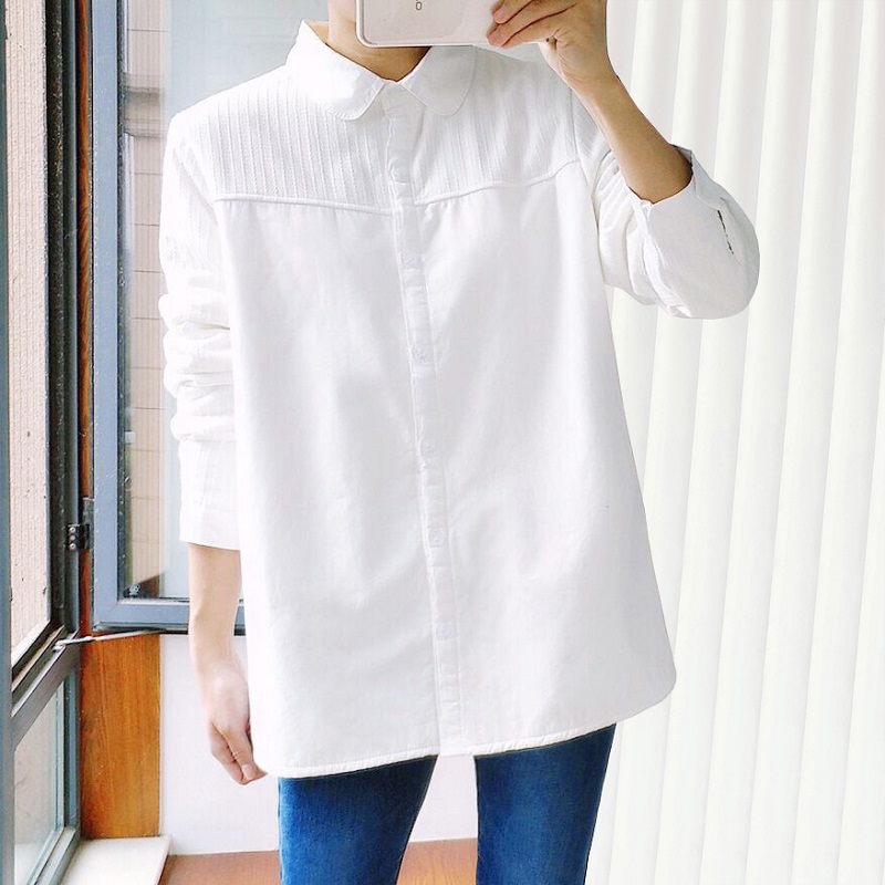 Áo sơ mi trắng áo sơ mi nữ mùa đông lót nhung Size Lớn chất béo mm dài tay 200 kg phong cách Hàn Quốc dáng rộng dày giữ 