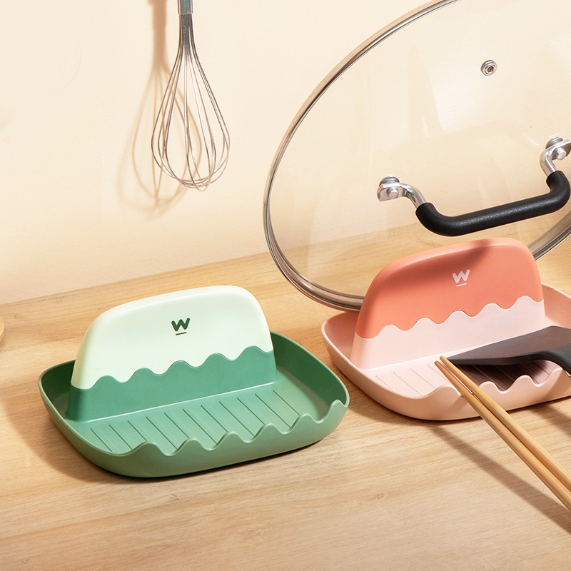 Khay đỡ gác vung nồi, muôi, thìa bằng nhựa đa chức năng chống trượt Giá Đỡ Nắp Nồi/Nắp Nồi Đa Năng