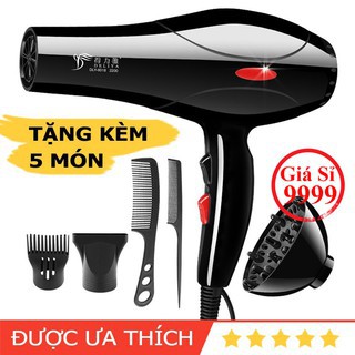 Máy Sấy Tóc Tạo Kiểu Deliya Công Suất Lớn 2200W Tặng Kèm Bộ Phụ Kiện 5 Món