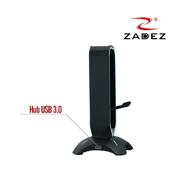 Đế Treo Tai Nghe Đèn RGB kiêm Mouse Bungee, Hub 3.0 ZADEZ ZHS-701G - Hàng Chính Hãng
