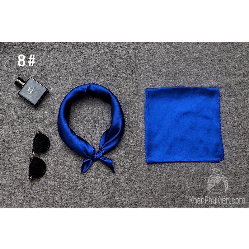 Khăn Lụa Vuông Công Sở 60 60x60cm Màu Xanh Dương Khăn quàng thời trang nữ văn phòng turban bandana cao cấp sang trọng