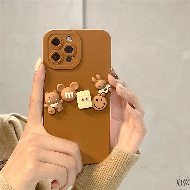 Ốp Điện Thoại Chống Sốc In Hình Gấu Và Bánh Quy Cho iphone 15 pro max 14 / 13 / 12 / 11 pro max xs xr xsmax 7plus