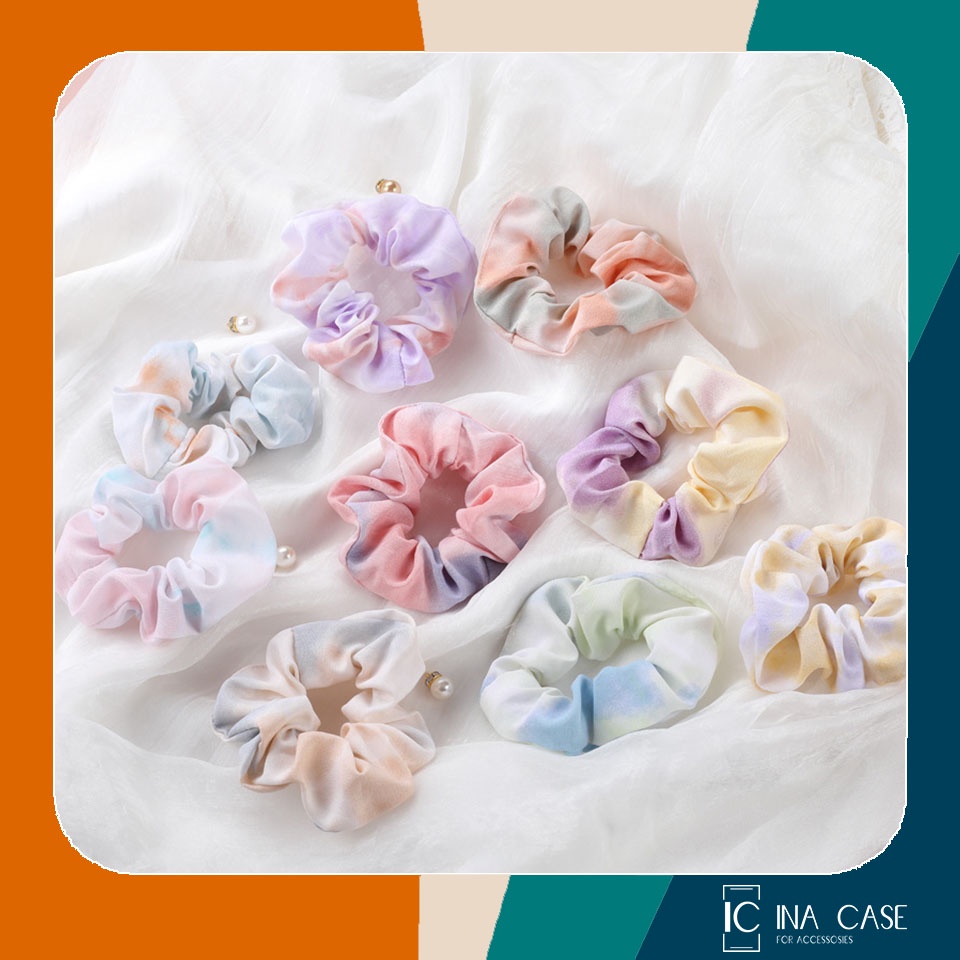 Dây buộc tóc, cột tóc scrunchies bản vừa vải voan phối màu