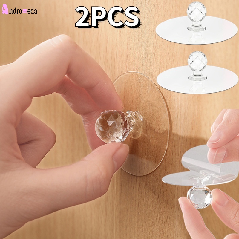 Set 2 Tay Nắm Cửa Trong Suốt Không Cần Khoan Tiện Dụng