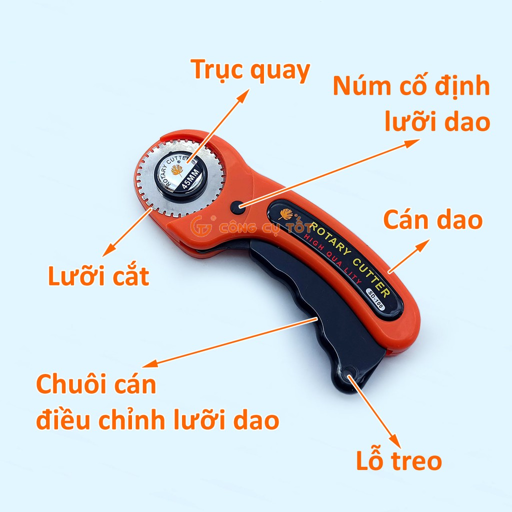 Dao cắt lưỡi tròn răng cưa 45mm cán cong