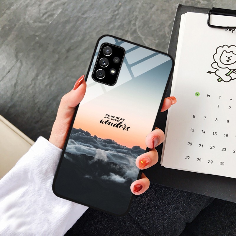 Ốp Samsung Galaxy A12, A32, A52, A72 Lưng kính cường lực cao cấp, Sáng bóng