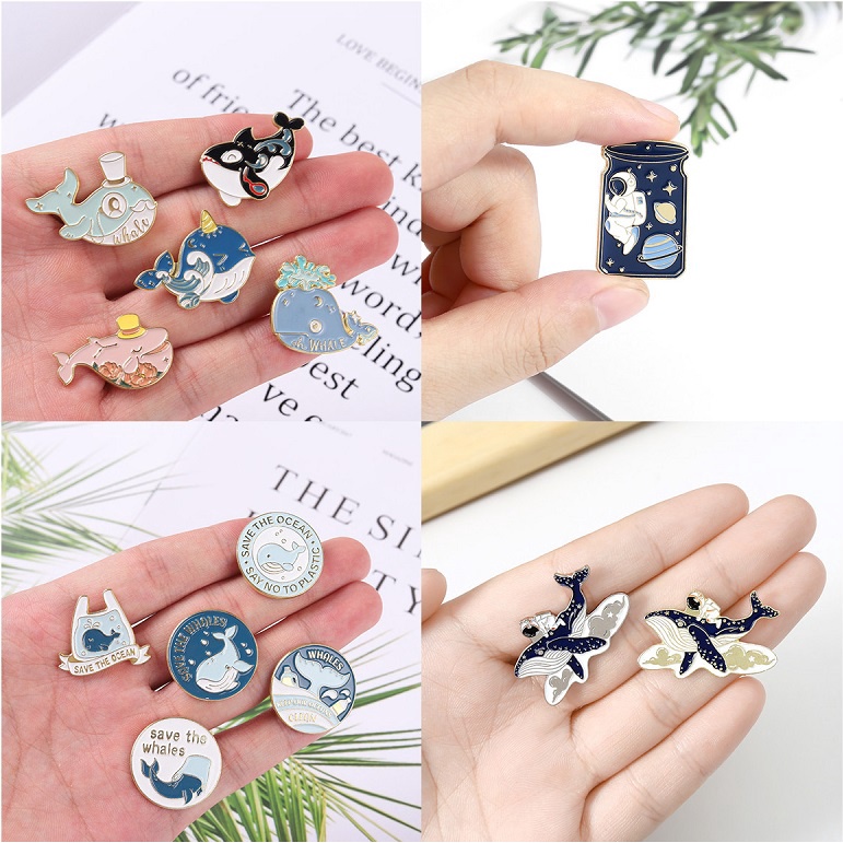 Ghim Cài Áo Hình Động Vật Biển / Phi Hành Gia / Cá Mập / Cá Voi / Cá Voi Bảo Vệ Hộ Mệnh Cho Bạn Bè 50 Kiểu