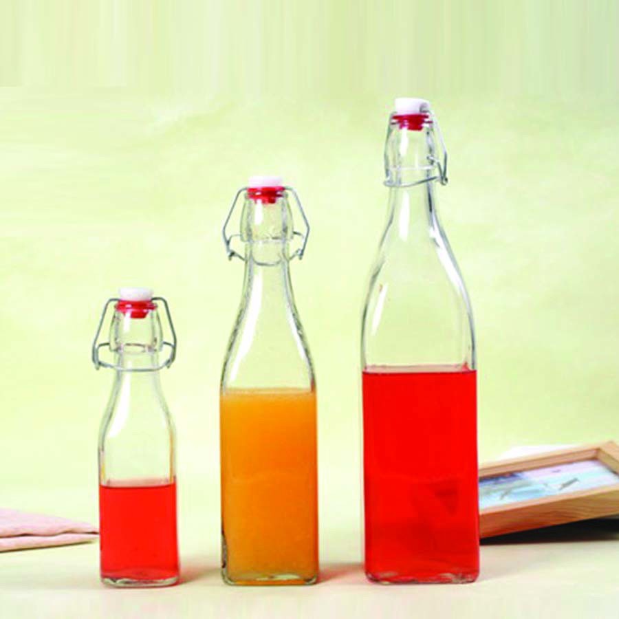 Chai thuỷ tinh nắp gài 500ml thân vuông