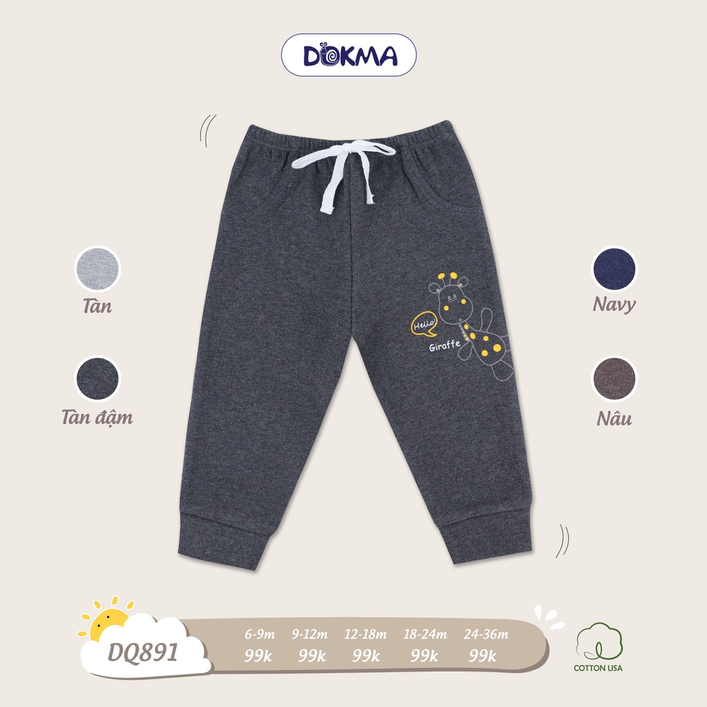(6-36m) Quần dài vải cotton dày vừa cho bé DQ891 - DOKMA