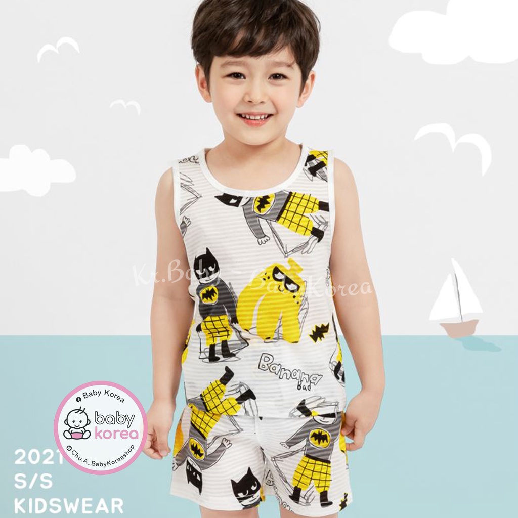 Bộ quần áo cotton giấy sát nách cho bé trai 10kg đến 40kg chất mềm nhẹ siêu mát Hàn Quốc thời trang trẻ em BABY KOREA