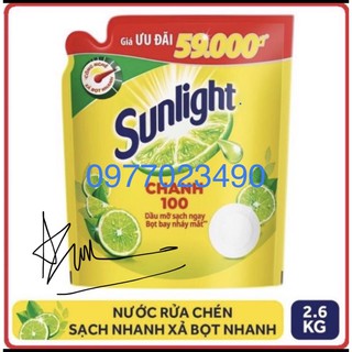 Nước Rửa Chén Sunlight Chanh Túi 2.6kg